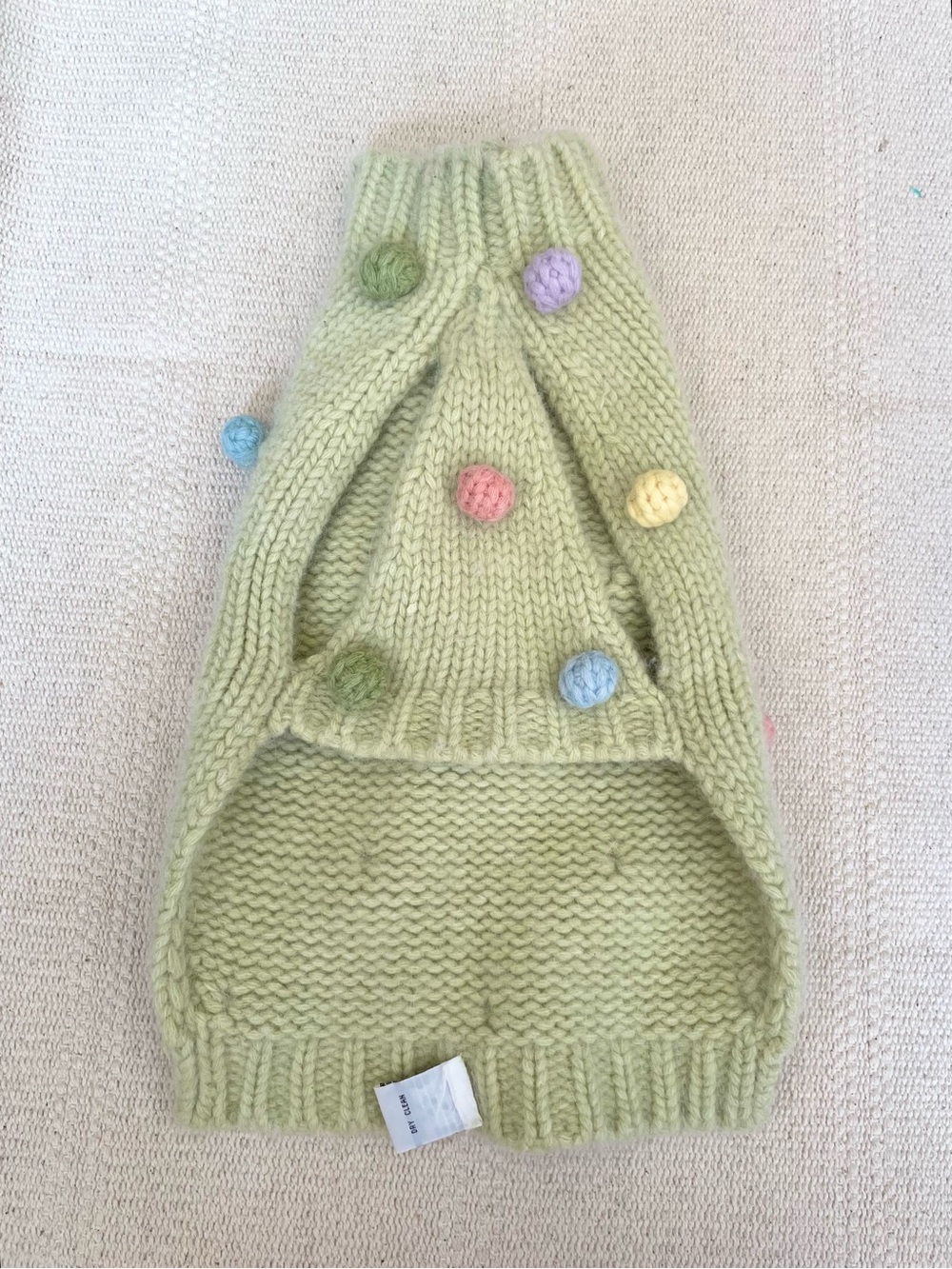 Vintage Y2K Angora Pastel Pom Pom Dog Sweater Size Small Cozy Cute Harness Hole